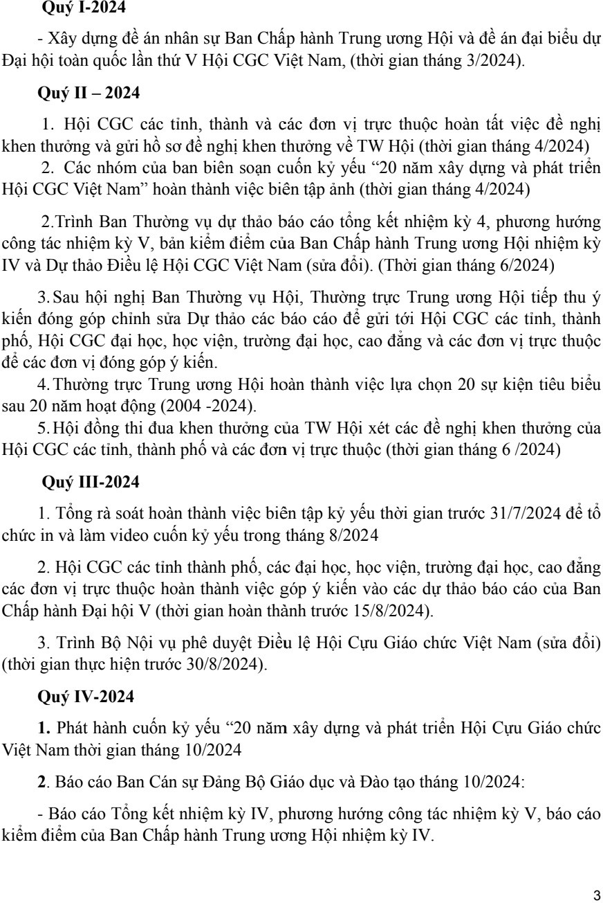 KẾ HOẠCH CHUẨN BỊ TỔ CHỨC ĐẠI HỘI ĐẠI BIỂU TOÀN QUỐC HỘI CỰU GIÁO CHỨC VIỆT NAM Lần thứ V, nhiệm kỳ 2024-2029